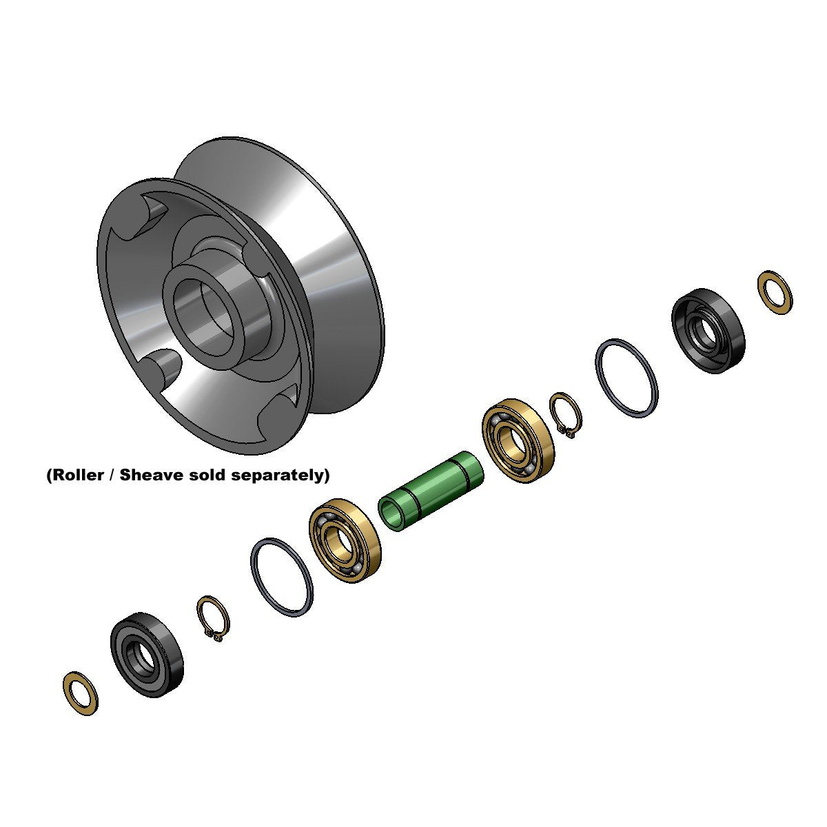 LP 4" HT Block Bearing Service Kit. Kit Includes: 2 - bearings, 2 - seals, 2 - snap rings, 2 - shim washers, 2 - spacers, 1 - shaft spacer, 1 - tube “Viperlube”. Sold individually.