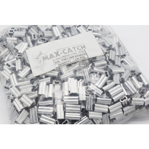 Max-Catch Aluminum Mainline Sleeves for 3.2mm . Double-barrel type. 500pcs./bag.