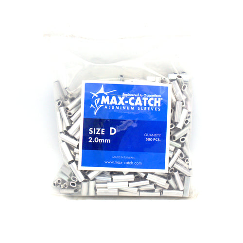 Max-Catch Aluminum Sleeves, size "D". Made in Japan. 500pcs./bag. 